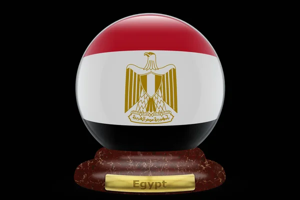 Vlag Van Egypte Een Sneeuwbol Achtergrond — Stockfoto