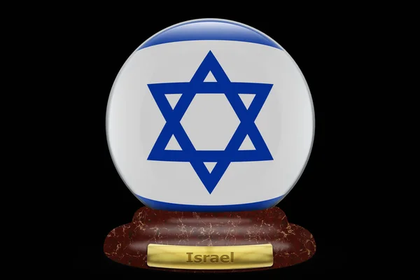 Σημαία Του Ισραήλ Φόντο Σφαίρα Χιονιού — Φωτογραφία Αρχείου