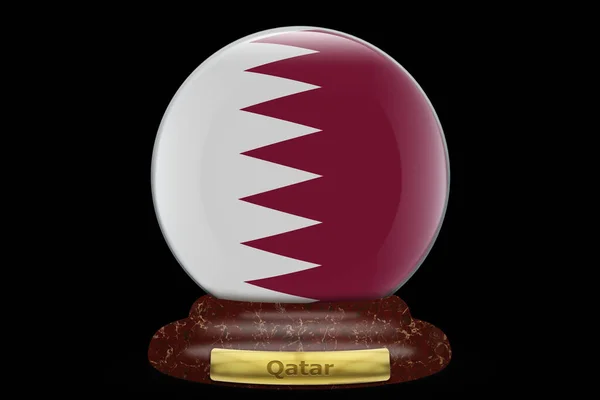 Drapeau Qatar Sur Fond Globe Neige — Photo