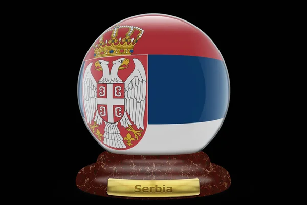 Drapeau Serbie Sur Fond Globe Neige — Photo