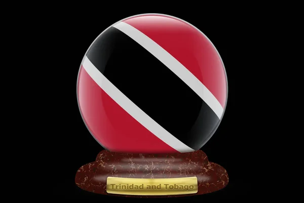 Flagga Trinidad Och Tobago Snö Jordglob Bakgrund — Stockfoto