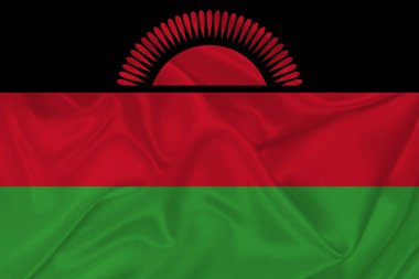 3 Boyutlu Malawi bayrağı kırışık kumaş üzerinde.