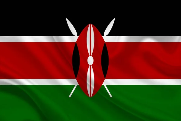 Bandeira Quênia Tecido Enrugado — Fotografia de Stock