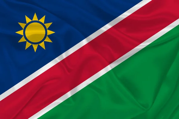 Flagge Von Namibia Auf Einem Zerknitterten Stoff — Stockfoto