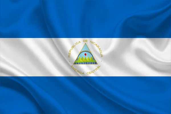Zászló Nicaragua Egy Ráncos Szövet — Stock Fotó