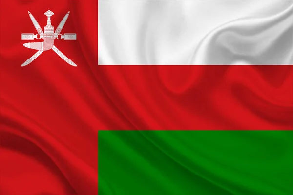 Flagge Des Oman Auf Einem Zerknitterten Stoff — Stockfoto