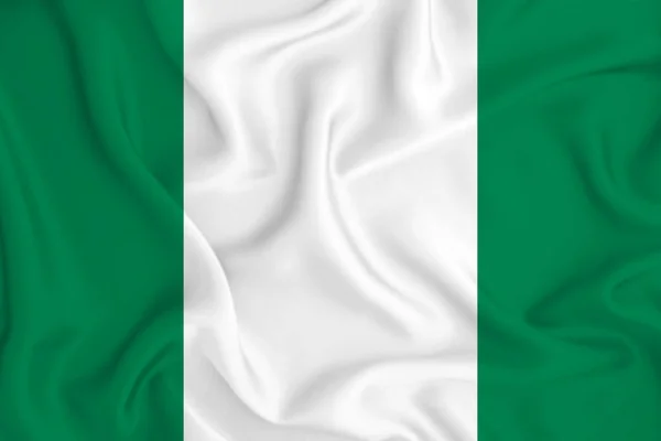 Zászló Nigéria Egy Ráncos Szövet — Stock Fotó