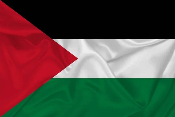 Bandera Palestina Sobre Tejido Arrugado — Foto de Stock