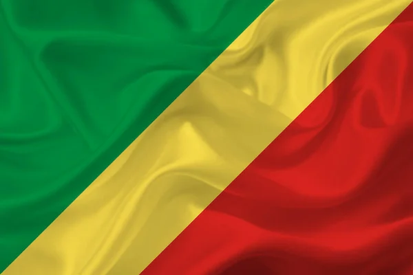 Bandeira República Congo Tecido Enrugado — Fotografia de Stock