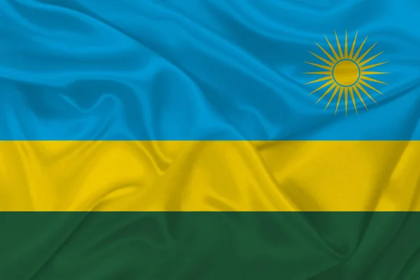 Bandera Ruanda Sobre Tejido Arrugado —  Fotos de Stock