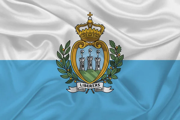 Bandeira San Marino Tecido Enrugado — Fotografia de Stock