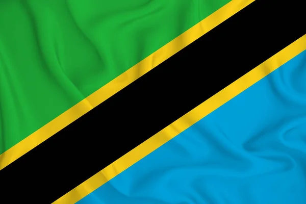 Bandeira Tanzânia Tecido Enrugado — Fotografia de Stock