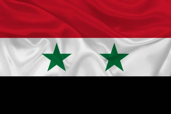 Vlag Van Syrië Een Gerimpelde Stof — Stockfoto