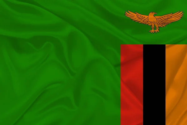 Flag Zambia Wrinkled Fabric — Stock Photo, Image