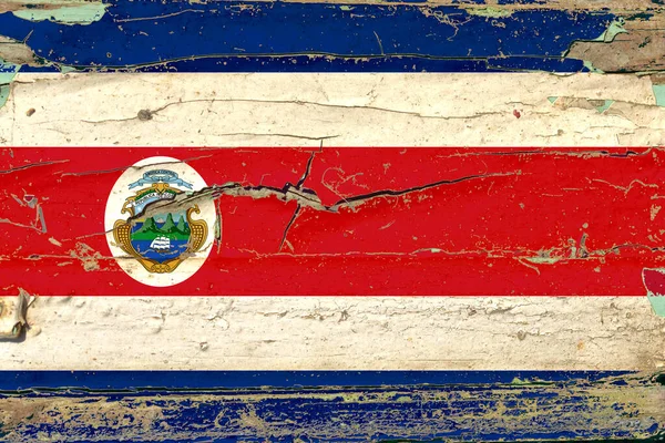 Bandiera Della Costa Rica Vecchio Sfondo Della Parete Legno — Foto Stock