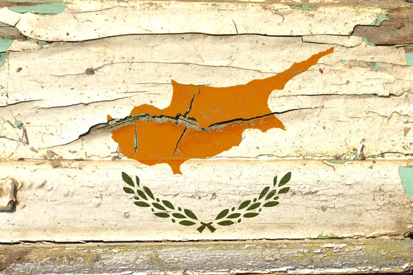 Vlag Van Cyprus Oude Houten Muurachtergrond — Stockfoto