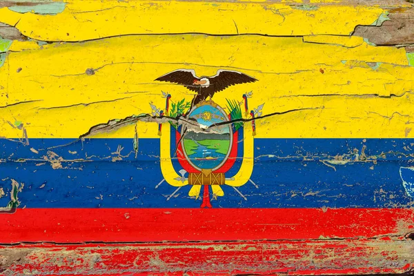 Bandiera Dell Ecuador Vecchio Sfondo Parete Legno — Foto Stock