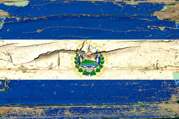 Σημαία Του Σαλβαδόρ Ένα Παλιό Φόντο Τοίχο Ξύλο — Φωτογραφία Αρχείου