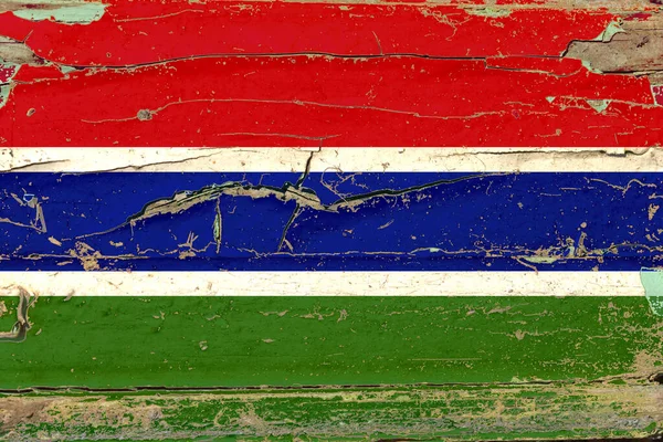 Bandiera Del Gambia Vecchio Sfondo Della Parete Legno — Foto Stock