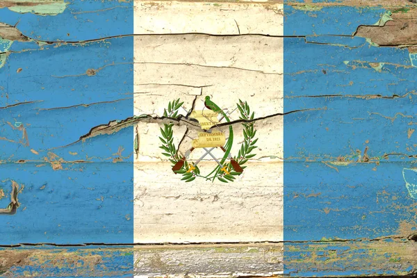 Bandeira Guatemala Fundo Parede Madeira Velha — Fotografia de Stock