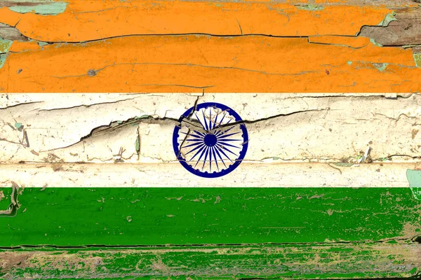 Flagge Von Indien Auf Einem Alten Holz Wandhintergrund — Stockfoto