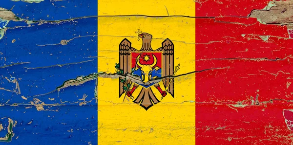 Флаг Молдовы Старом Деревянном Фоне — стоковое фото