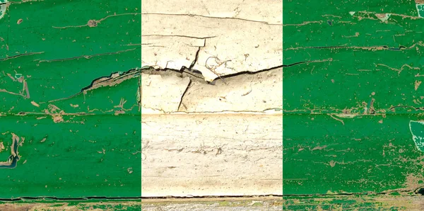 Flagge Von Nigeria Auf Einem Alten Holz Wandhintergrund — Stockfoto