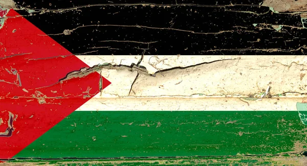 Bandera Palestina Sobre Fondo Pared Madera Vieja —  Fotos de Stock