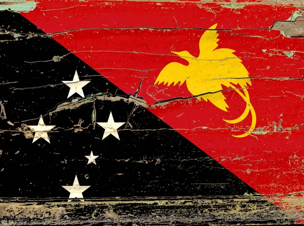 Bandiera Della Papua Nuova Guinea Vecchio Sfondo Legno — Foto Stock