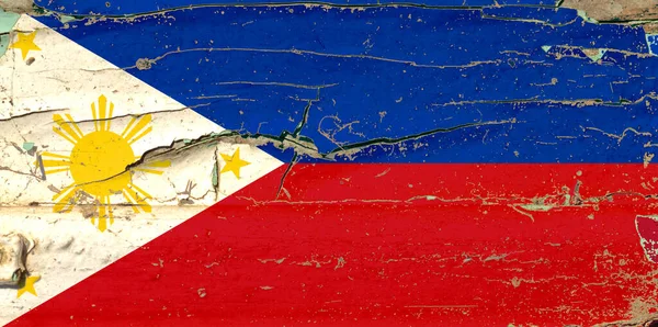 Drapeau Des Philippines Sur Vieux Fond Mur Bois — Photo