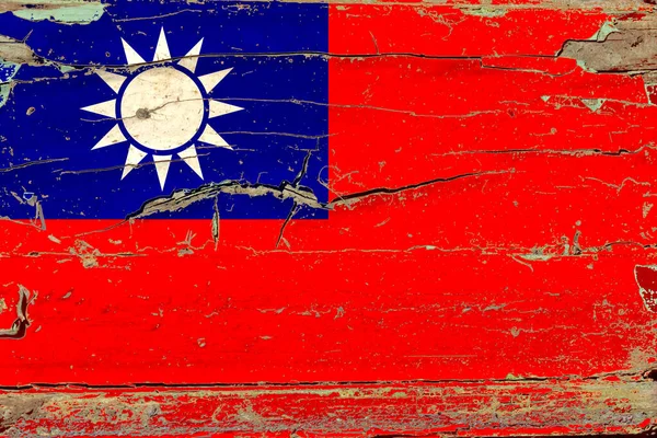 Bandera República China Sobre Fondo Pared Madera Vieja —  Fotos de Stock