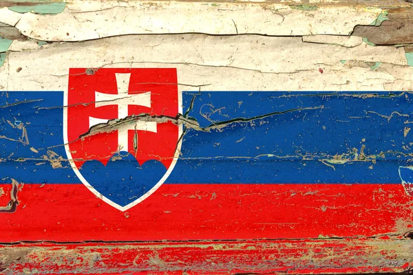 Bandiera Della Slovacchia Vecchio Sfondo Muro Legno — Foto Stock