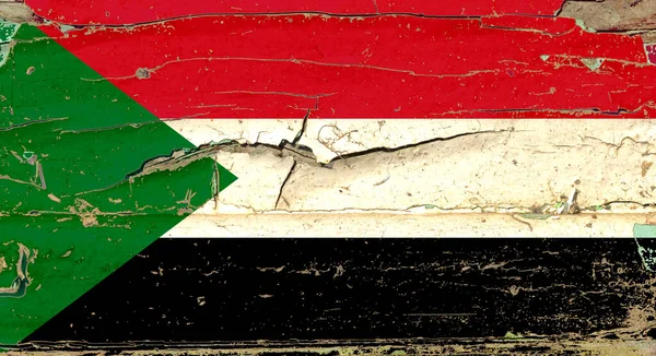 Flag Sudan Old Wood Wall Background — Stock Photo, Image
