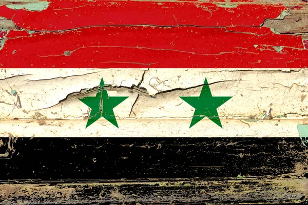 Bandera Siria Sobre Fondo Pared Madera Vieja —  Fotos de Stock