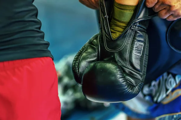 Prepare Para Treinar Thai Boxing Estádio Boxe — Fotografia de Stock