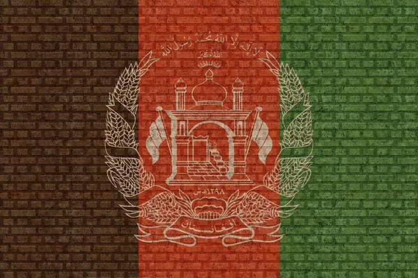 Afganistan Boyutlu Bayrağı Eski Tuğla Duvar Arkasında — Stok fotoğraf