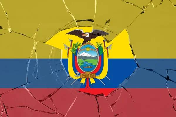 Flagge Von Ecuador Auf Einem Glasbruch — Stockfoto