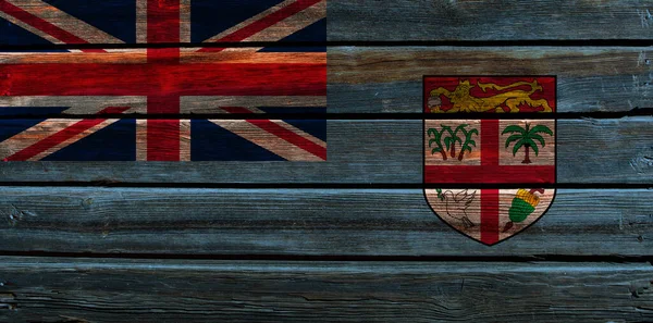 Zászló Fidzsi Egy Régi Fal Háttér — Stock Fotó