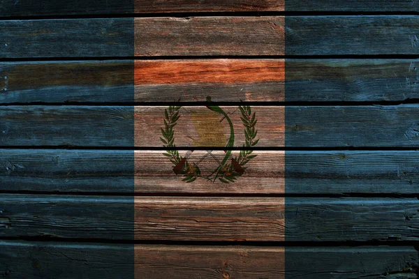 Vlajka Guatemala Staré Dřevěné Zdi Pozadí — Stock fotografie