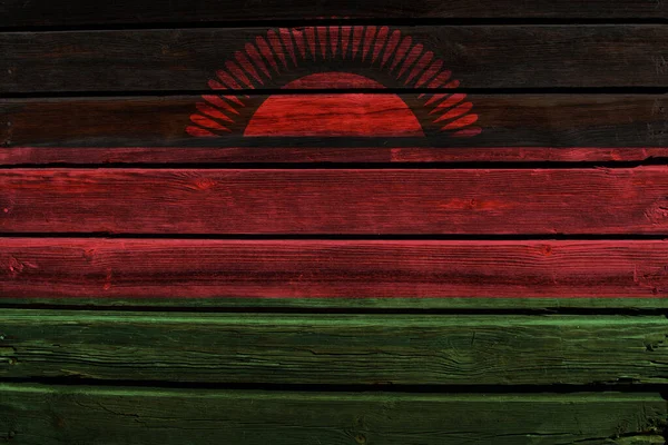 Flagga Malawi Gammal Trä Vägg Bakgrund — Stockfoto