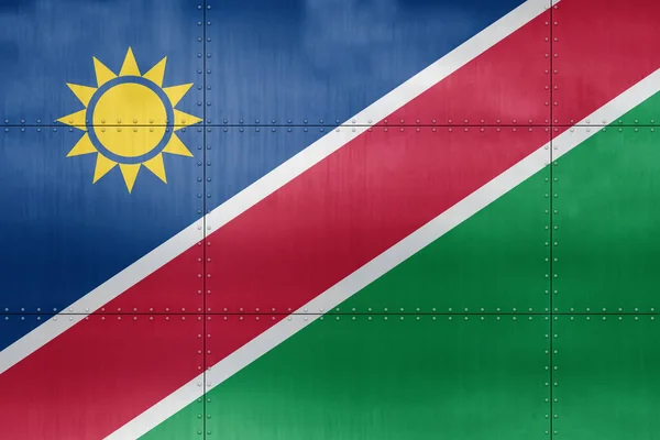 Flagge Von Namibia Auf Einem Metallwandhintergrund — Stockfoto