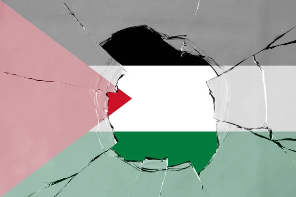 Bandera Palestina Una Rotura Vidrio —  Fotos de Stock