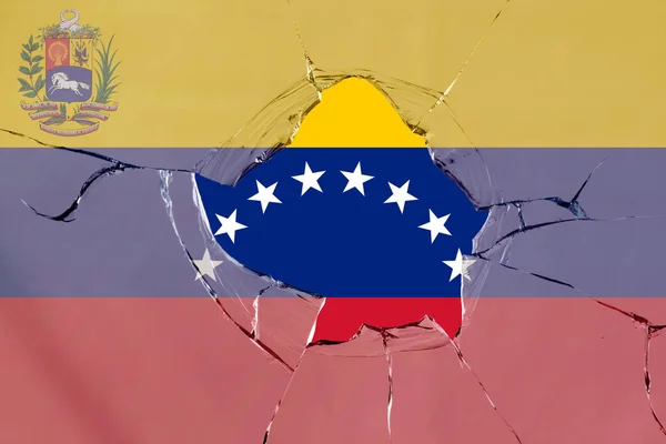 Σημαία Της Βενεζουέλας Θραύση Γυαλιού — Φωτογραφία Αρχείου