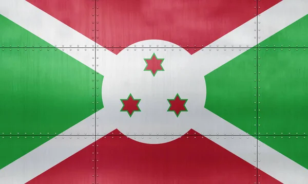 Σημαία Του Μπουρούντι Φόντο Μεταλλικού Τοίχου — Φωτογραφία Αρχείου