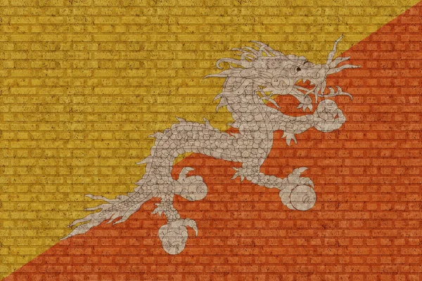 Flagge Von Bhutan Auf Altem Backsteinmauerhintergrund — Stockfoto