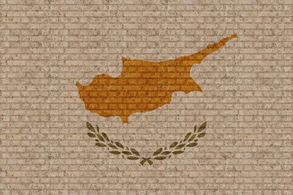 Bandera Chipre Sobre Fondo Pared Ladrillo Viejo —  Fotos de Stock
