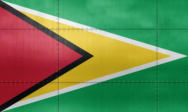 Bandera Guyana Sobre Fondo Pared Metal —  Fotos de Stock