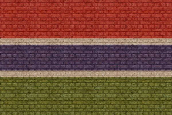 旧砖墙背景上的冈比亚3D国旗 — 图库照片
