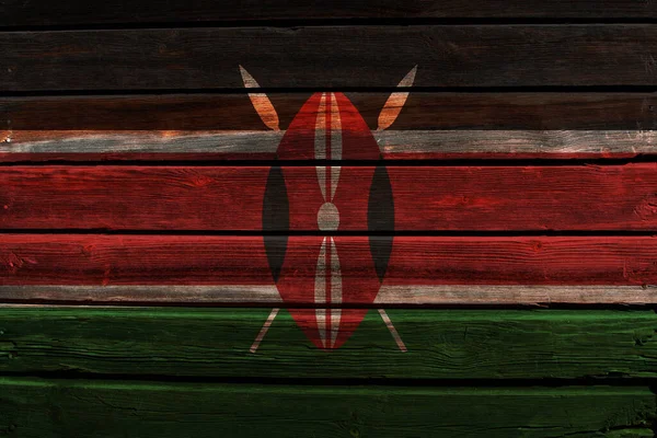 Flag Kenya Old Wood Wall Background — Stock Photo, Image