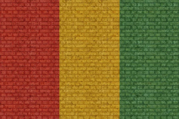 Bandera Guinea Sobre Viejo Fondo Pared Ladrillo —  Fotos de Stock